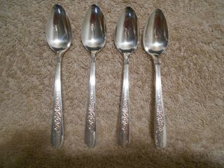4 Nobility Plate 1939 Royal Rose Demitasse Spoons Oneida Silverplate Flatware photo