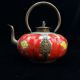 Chinese Ancient Tibet Silver Inlay Ceramic Handmade Painting Pumpkins Teapot Teapots photo 2