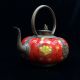 Chinese Ancient Tibet Silver Inlay Ceramic Handmade Painting Pumpkins Teapot Teapots photo 3
