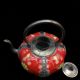 Chinese Ancient Tibet Silver Inlay Ceramic Handmade Painting Pumpkins Teapot Teapots photo 4