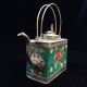 Chinese Ancient Tibet Silver Inlay Ceramic Handmade Hip Flask Teapots photo 2
