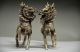Chinese Silver Copper Handwork Carved Pair Unicorn Statue Other Antique Chinese Statues photo 2