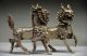 Chinese Silver Copper Handwork Carved Pair Unicorn Statue Other Antique Chinese Statues photo 3