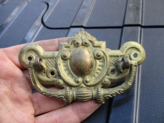 Vintage Brass Drawer Handle Pull Antique Victorian Design Cupboard Shell Fan Old photo