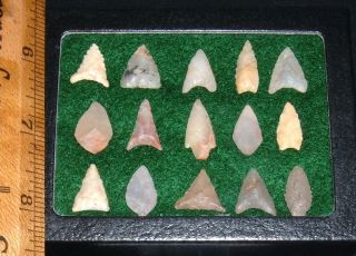 (15) Choice Mini Sahara Neolithic Points W/case,  Prehistoric African Arrowheads photo