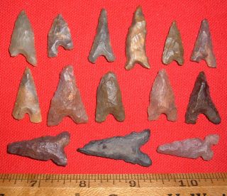 (14) Algerian Sahara Neolithic Points,  Prehistoric African Arrowheads photo