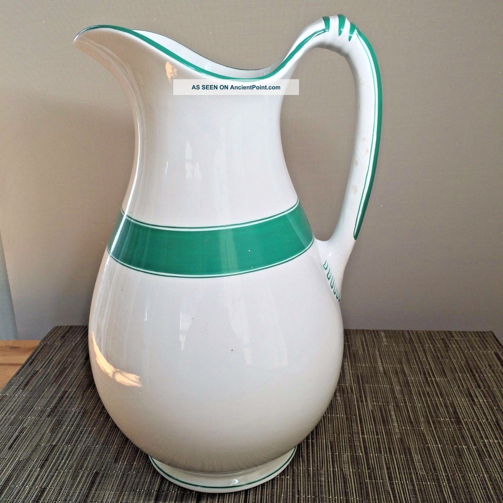 Gorgeous Elsmore & Forster Large White Ironstone Pitcher C.  1850 - 70 Pitchers photo