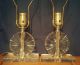 Pair Vintage Art Deco Mid Century Modern Hollywood Regency Crystal Glass Lamps Lamps photo 1