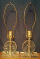 Pair Vintage Art Deco Mid Century Modern Hollywood Regency Crystal Glass Lamps Lamps photo 4
