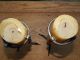 Rare Antique French Wrought Iron Table Candlestick Twisted Pair,  Candle Holder Primitives photo 6
