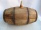Very Rare Antique Old Hand Carved Painted Wooden Canteen Flask Keg Primitives photo 2