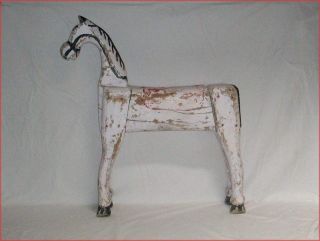 Antique Primitive Wood Carved Carousel Horse Folk Art Americana 27 Tall 24 Long photo