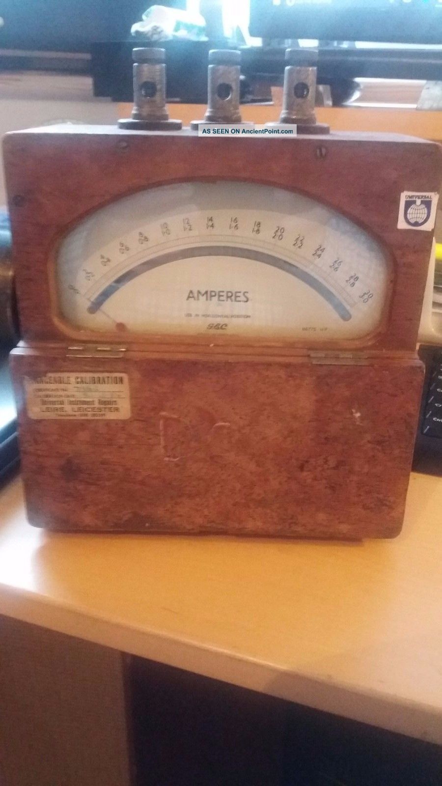 Old Gec Wooden Cased Amp Meter 3.  0 Amperes Other Antique Science Equip photo