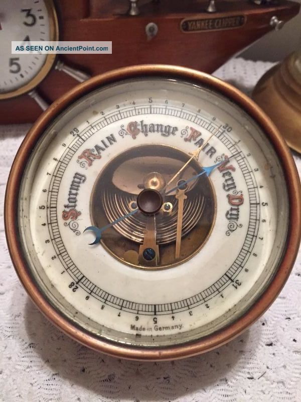 Antique German Brass Desk Or Shelf Barometer - Barometers photo