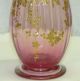 Antique Mont Joye Legras Victorian Pale Cranberry Pink Ribbed Glass Vase W/ Gold Vases photo 3