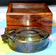 Antique Brass Map Reader Magnifier Compass With Rose Wood Box Maritime Gifts 3 