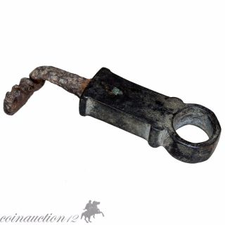 Roman Bronze & Iron Long Roman Key Circa 300 Ad photo