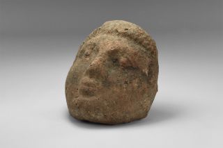 Large Roman Ceramic Young Female Head 1st - 3rd Century Ad photo
