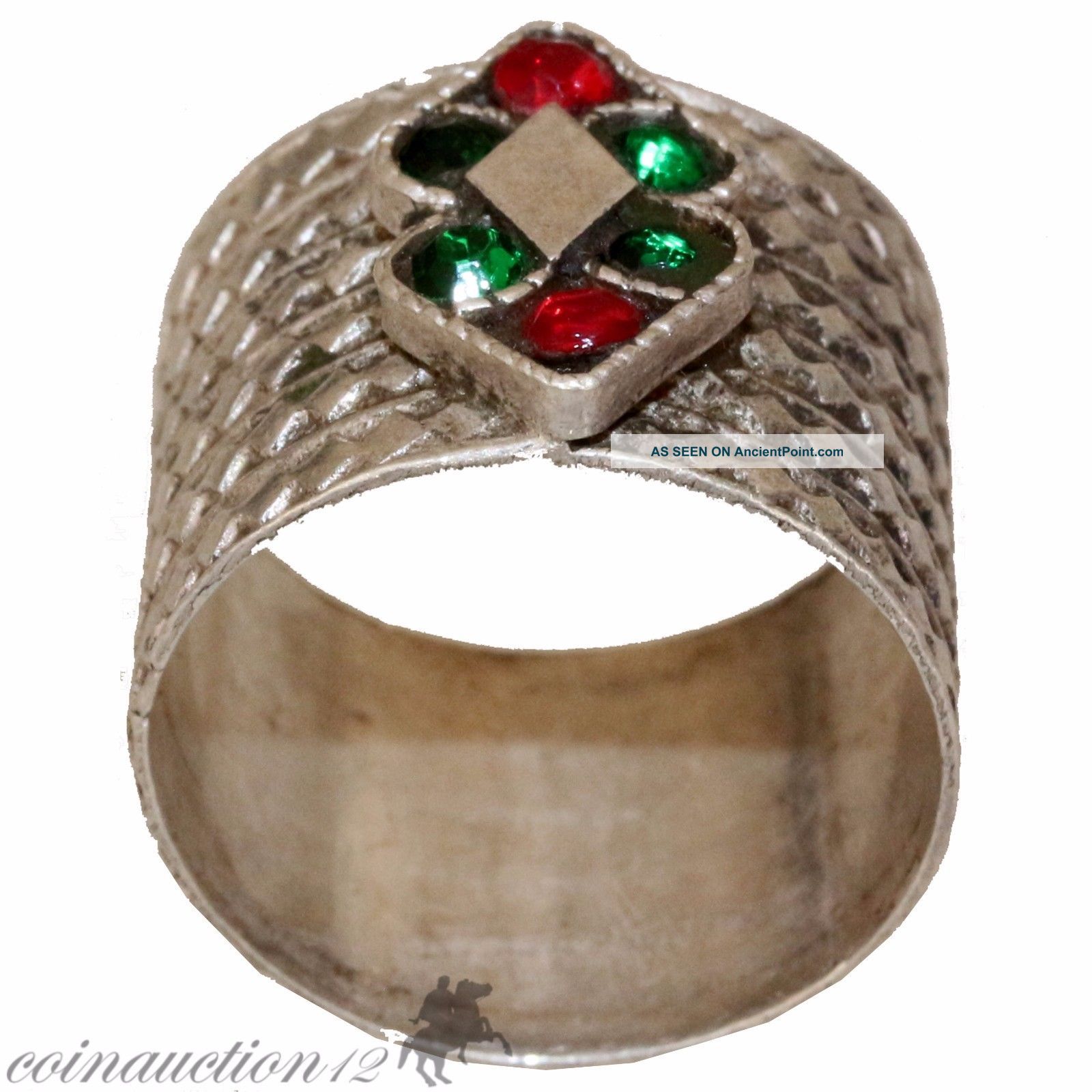 1750 - 1800 Ad Cyprus Found British Period Silver Ring With Uncertain Stones Roman photo