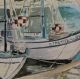 Signed Vintage Greek Greece Fishing Sailboat Harbor Watercolor Painting,  Nr Other Maritime Antiques photo 4