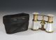 Antique Wendome Paris Mother Of Pearl Opera Glasses/binoculars With Leather Case Optical photo 4