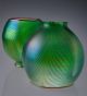 Iridescent Hand Blown Art Nouveau Jugendstil Glass Lamp Shade 2.  25” Fitter Art Nouveau photo 3