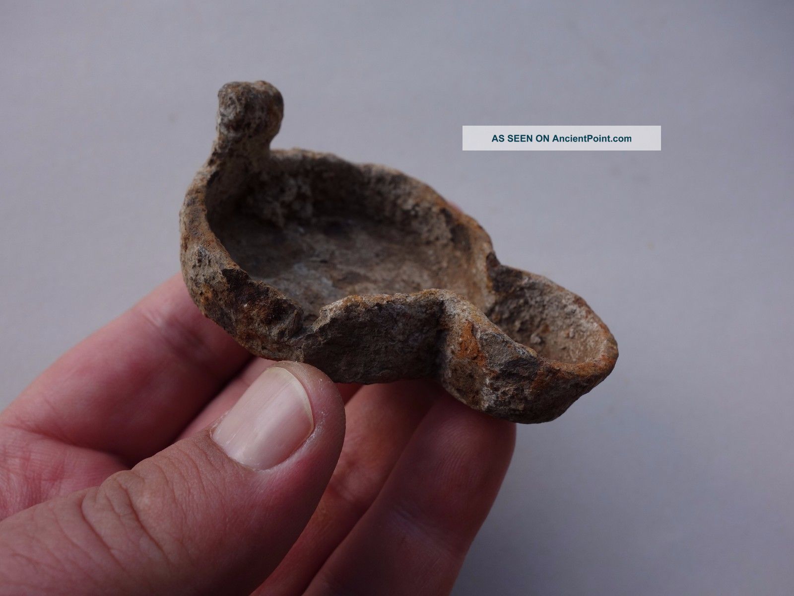 Ancient Late Roman / Byzantine Iron Oil Lamp Roman photo