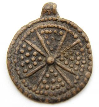 Very Rare Early Templar Lead Pendnat With Cross 1130 - 1170 Ad photo