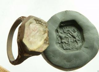 Post - Medieval Bronze Seal - Ring (992). photo