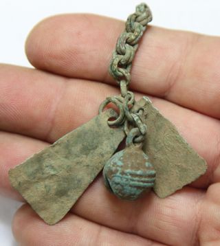 Ancient Viking Bronze Pendant Amulet Great Save Double Pendant photo