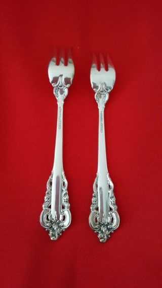 2 Wallace Grand Baroque Sterling Silver Flatware Seafood Forks photo