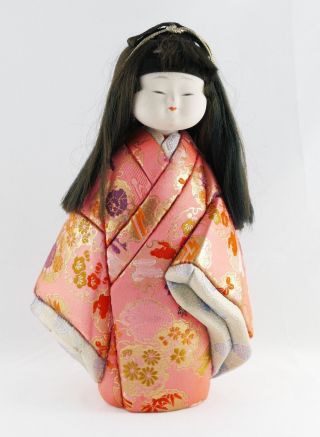 Japanese Doll Porcelain Geisha Antique Collectible Hand Painted Kimono Costume photo