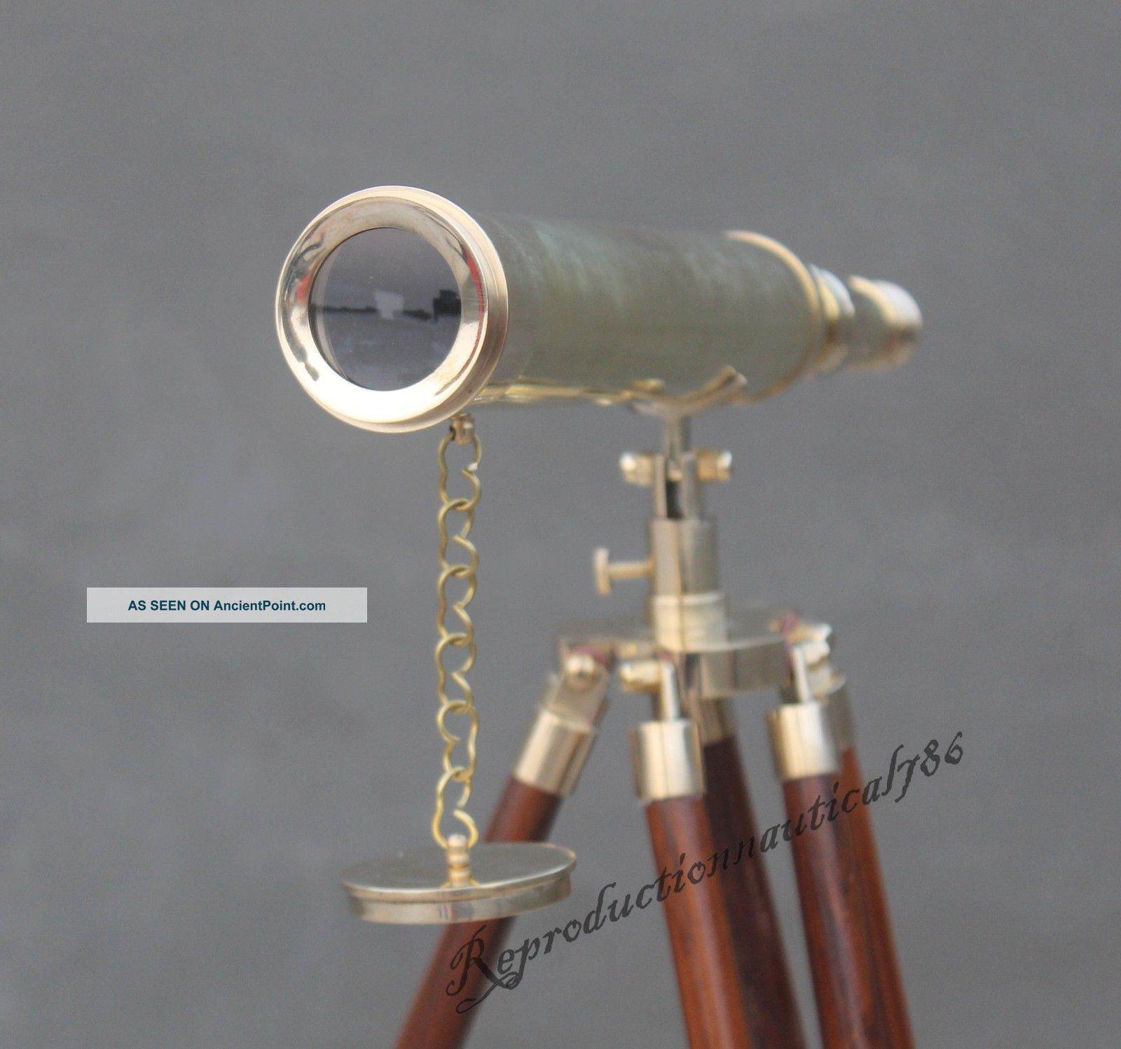Navy Marine Solid Brass Telescope Vintage Spy Glass Balcony Telescope W/ Stand Telescopes photo