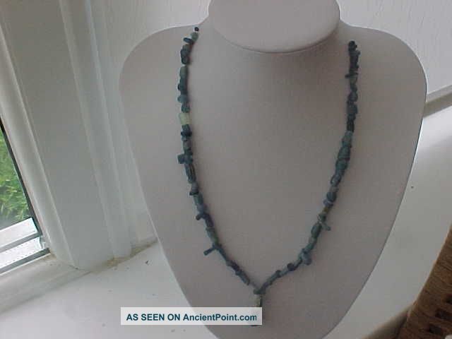 String Of Roman Blue Coloured Glass Beads Circa 100 - 400 A.  D. Roman photo