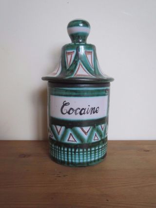 Vintage French Robert Picault 1950s Apothecary Pharmacy Jar ' Cocaine ' Rare photo