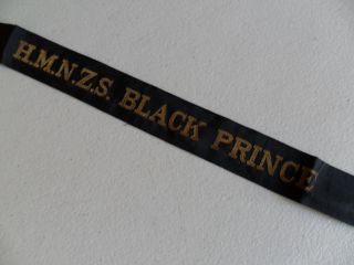 Naval,  Royal Zealand Navy Hmmnzs Black Prince Cap Ribbon / Tally 1950s photo