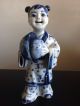Fine Old Chinese Export Blue White Porcelain Girl Statue Peach Ball Unique Art Men, Women & Children photo 8
