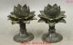 Fengshui Chinese Bronze Buddhism Lucky Lotus Flower Shape Statue Candle Holder Other Antique Chinese Statues photo 2