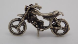 Vintage Solid Silver Motorcycle Miniature - Dollhouse - Stamped - Italian Made photo