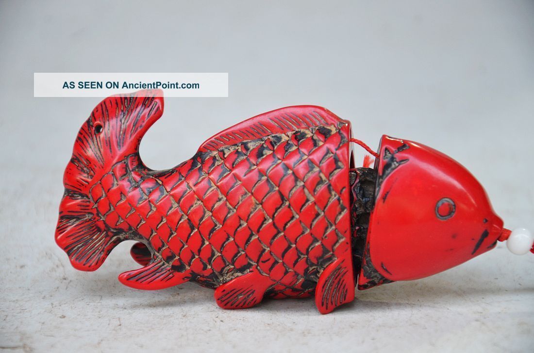 Exquisite Chinese Red Coral Hand Carved Fish Snuff Bottle Snuff Bottles photo
