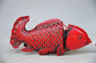 Exquisite Chinese Red Coral Hand Carved Fish Snuff Bottle photo
