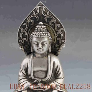 Collectible Decorated Tibet Silver Hand - Carved Buddha Statue photo