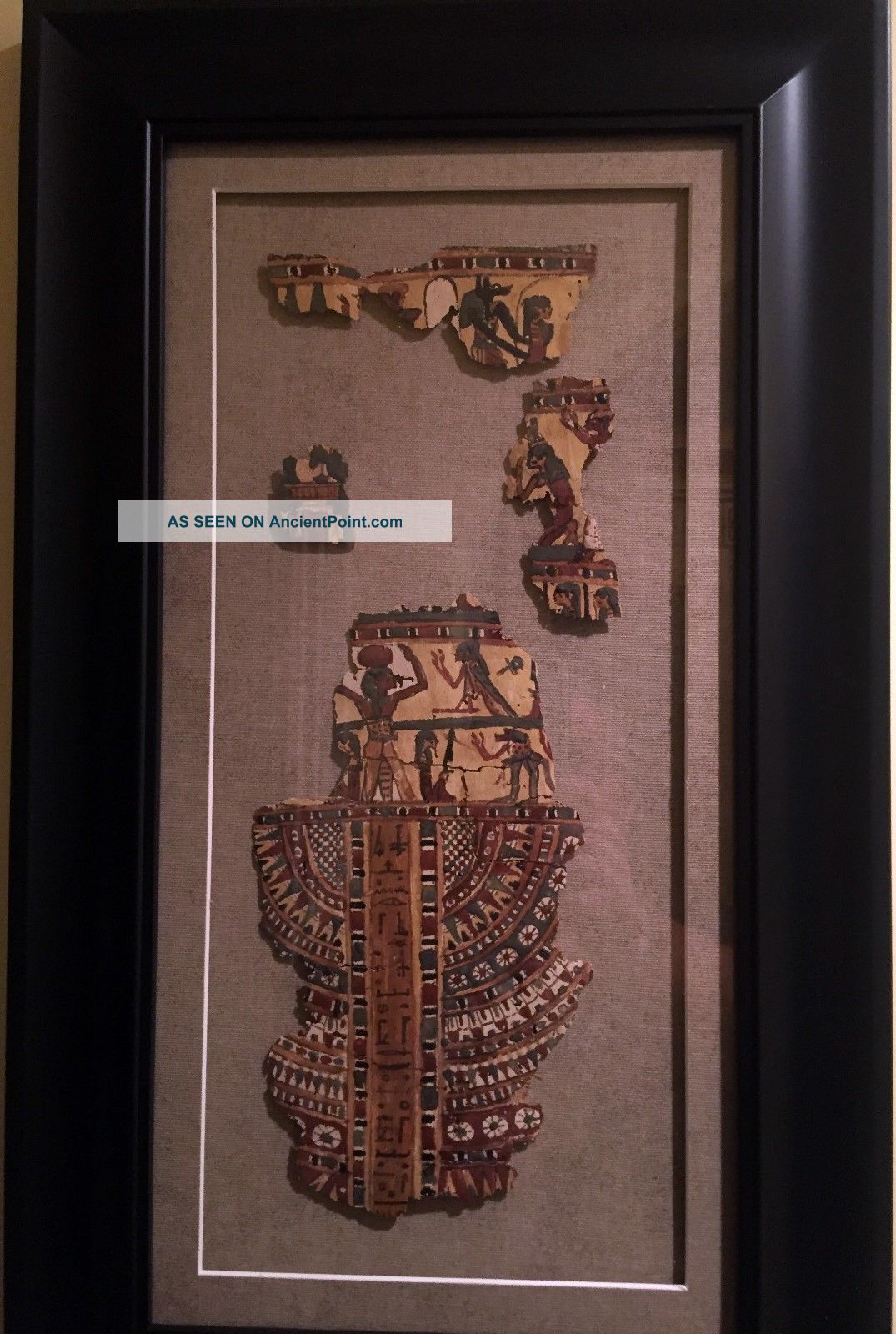 Ancient Egyptian Cartonnage Hieroglypic Fragment With Isis Egyptian photo