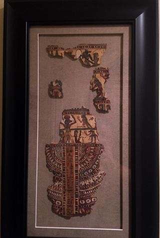 Ancient Egyptian Cartonnage Hieroglypic Fragment With Isis photo
