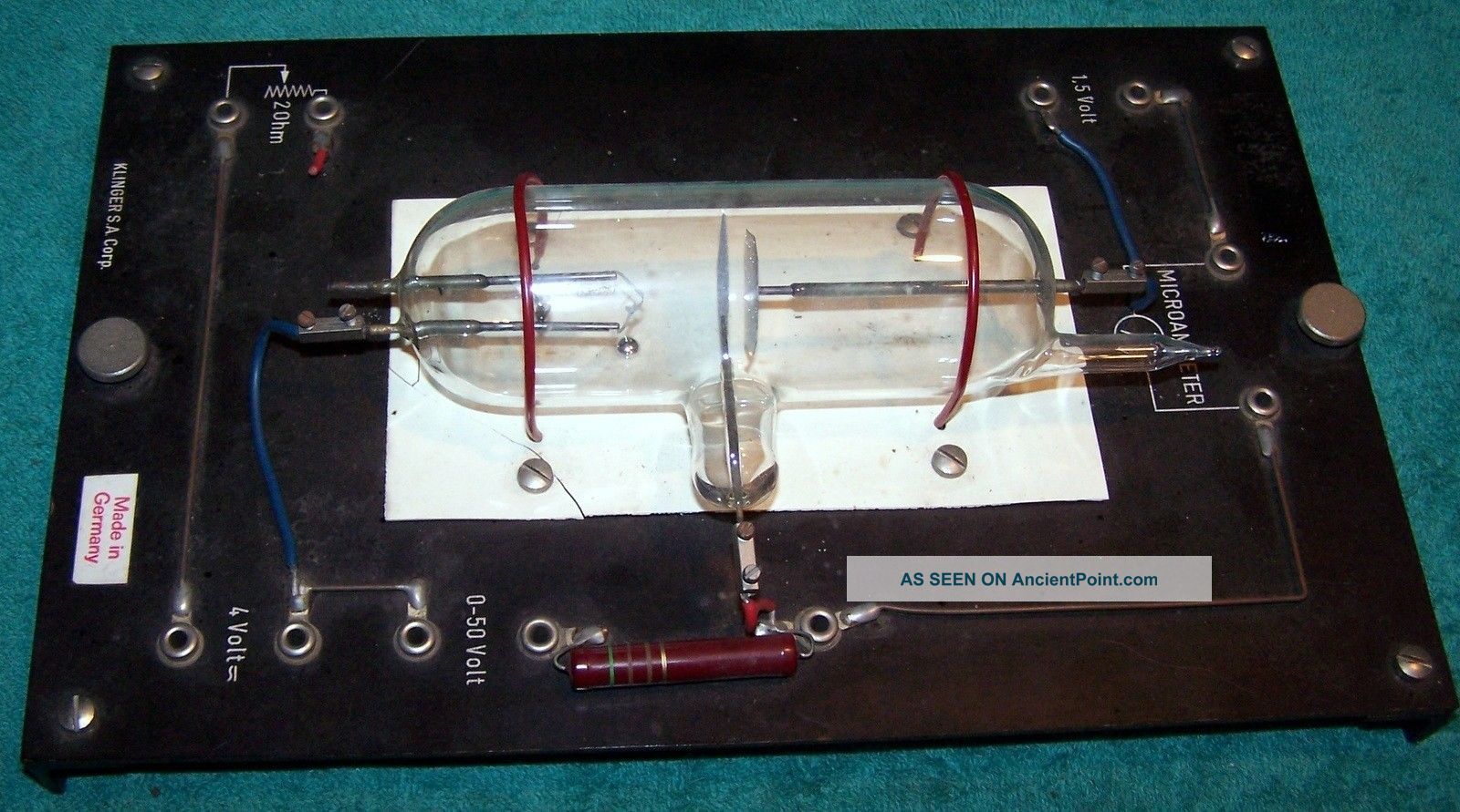 1930 ' S Franck - Hertz Demonstration Apparatus.  Big Triode Tube On Panel Germany Other Antique Science Equip photo
