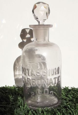 1800s Whitall - Tatum Potassium Carbonate Bottle - 1879,  Apothecary,  Druggist photo