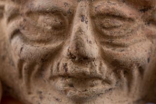 Terracotta Old Fire God Head - Pre Columbian Artifact - Ancient Pottery - Teotihuacan photo