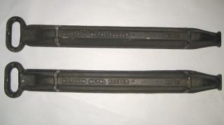 2 Antique Cast Iron Margach Metal Feeder 12 Linotype Lead Foundry Ingot Mold photo