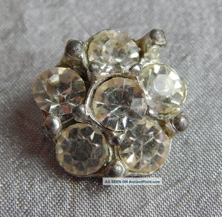 Antique Vintage Button Pot Metal & Rhinestone 964b Buttons photo