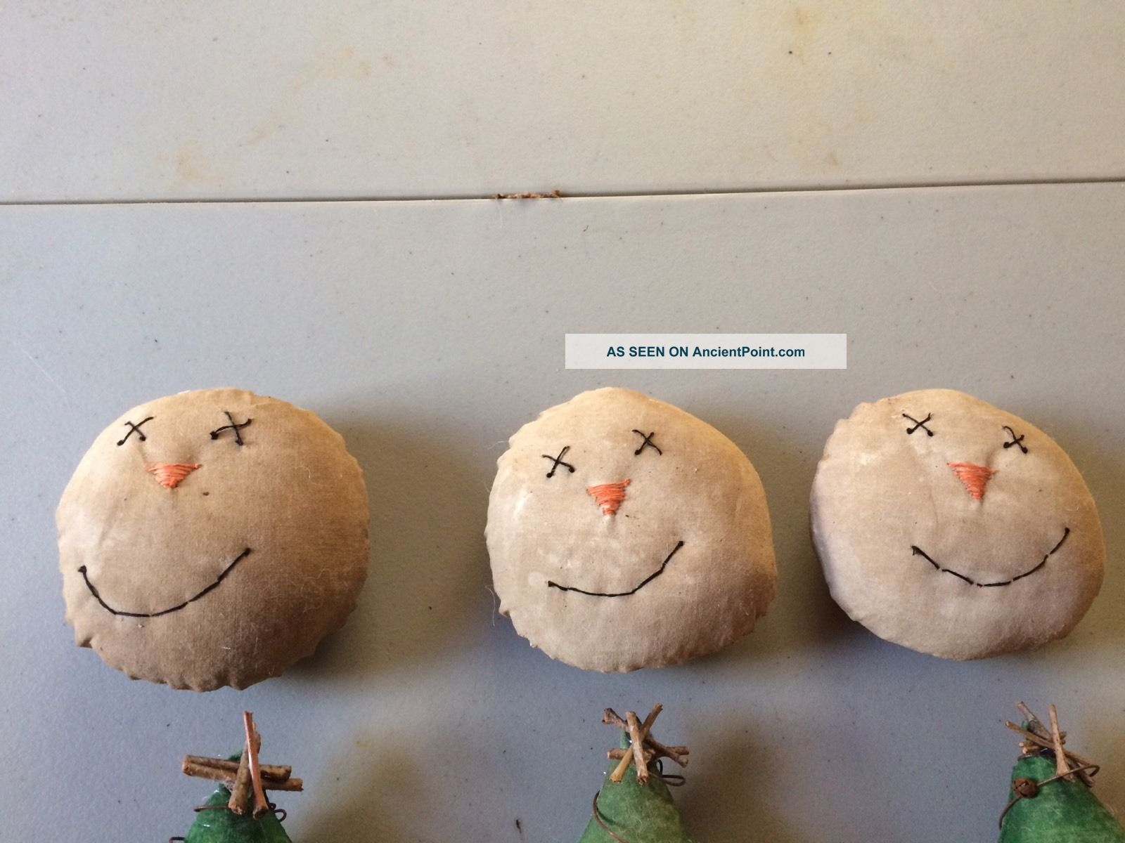 Primitive Winter Shopkeepers Special - 6 Snowmen And 3 Christmas Trees Primitives photo